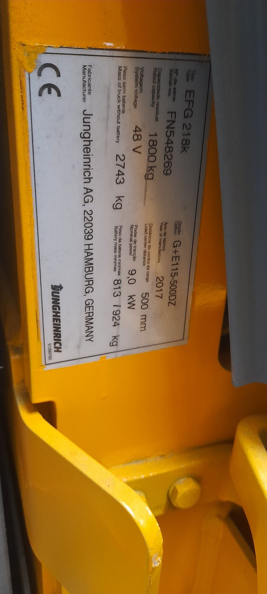 Empilhador de 2018 eletrico jungheinrich 1800kg