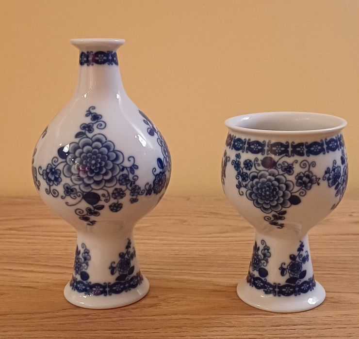 Kobaltowe wazoniki lub świeczniki wallendorf