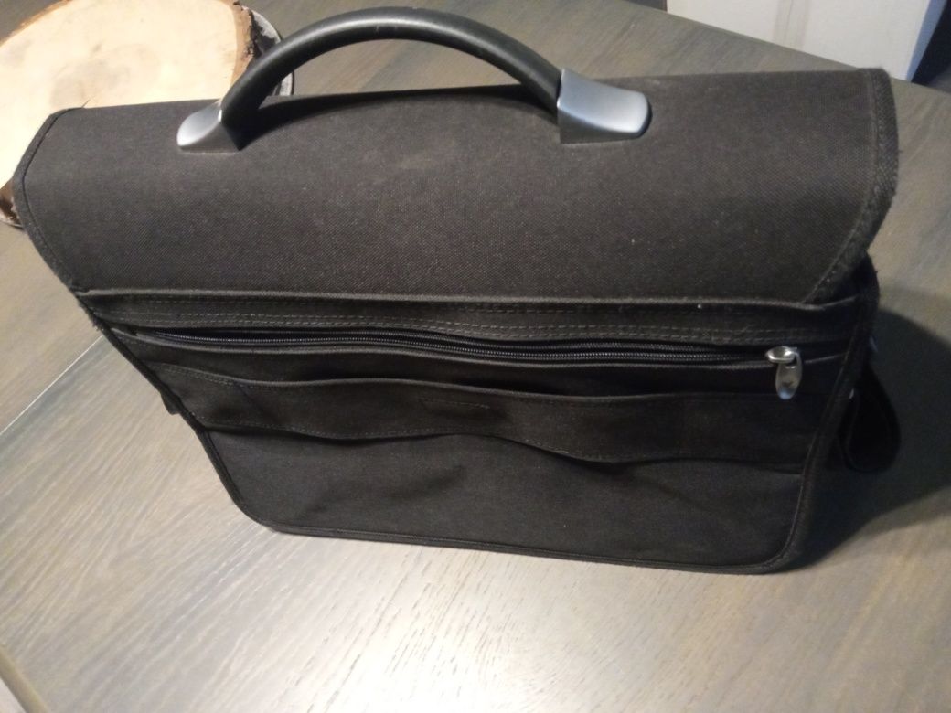 Duża pojemna czarna torba/teczka na ramię, laptop, dokumenty