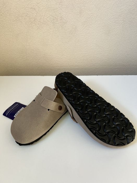 Birkenstock Boston сірі, розмір 38 (замшеві шльопанці)