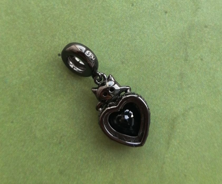 Підвіска срібна котик,чорний кіт,шарм  браслет,кулон з котом,подарунок