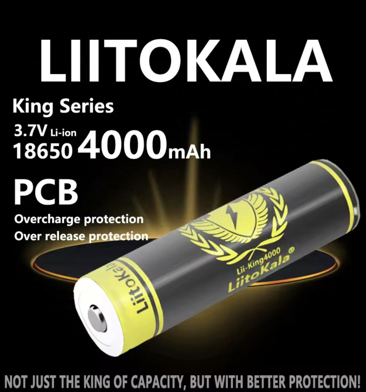 Litokala 4000 mah, 18650 акумулятор із захистом