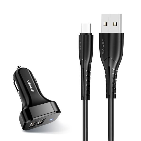 Usams Ład. Sam. 2Xusb C13 2,1A Usb-C Czarny/Black Ntu35Tc13Tz