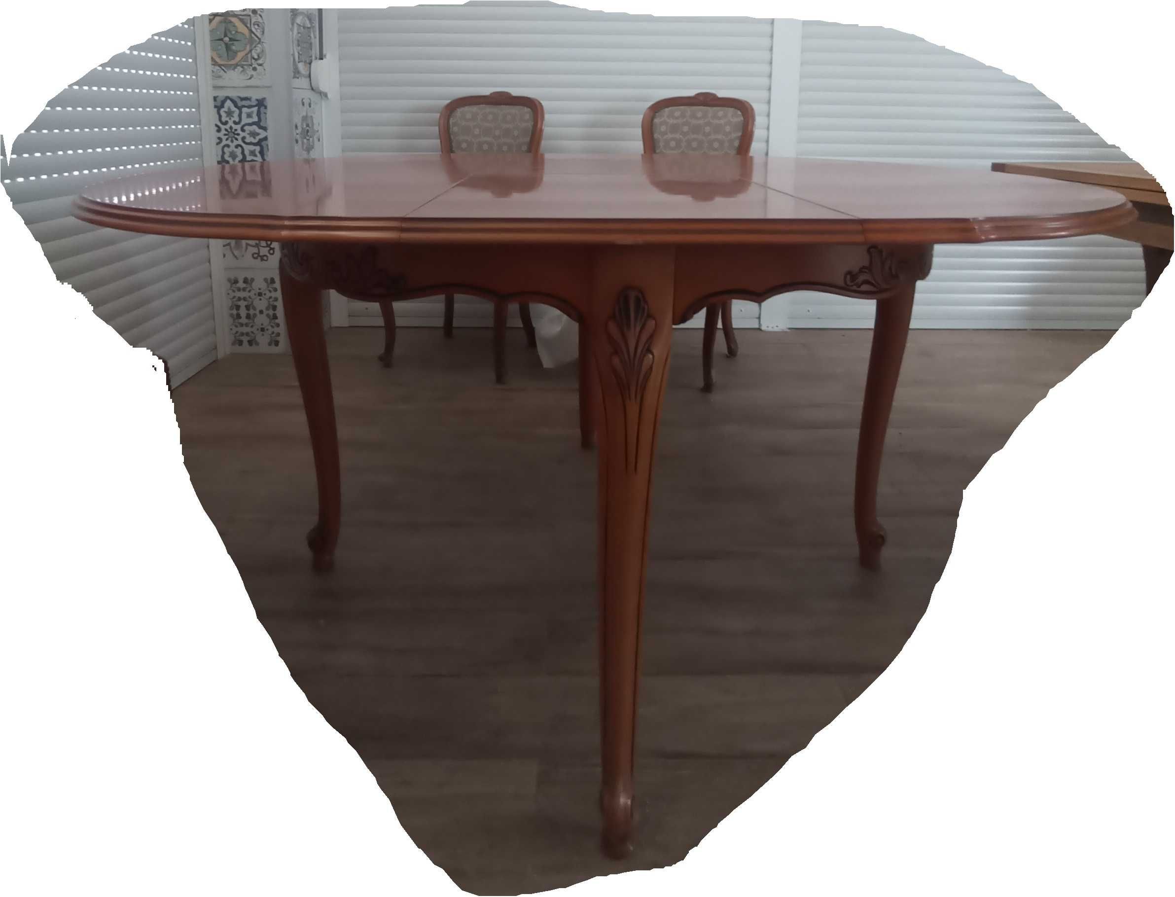 Mesa e cadeiras em cerejeira