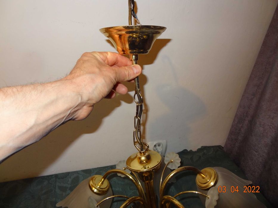 Ładna lampa, E27, żyrandol, metal, 5 ramion.