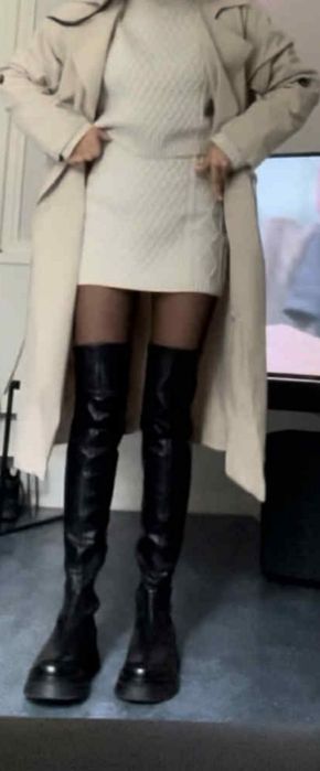 Kozaki, Stradivarius, długie,za kolano,rozm 37, czarne