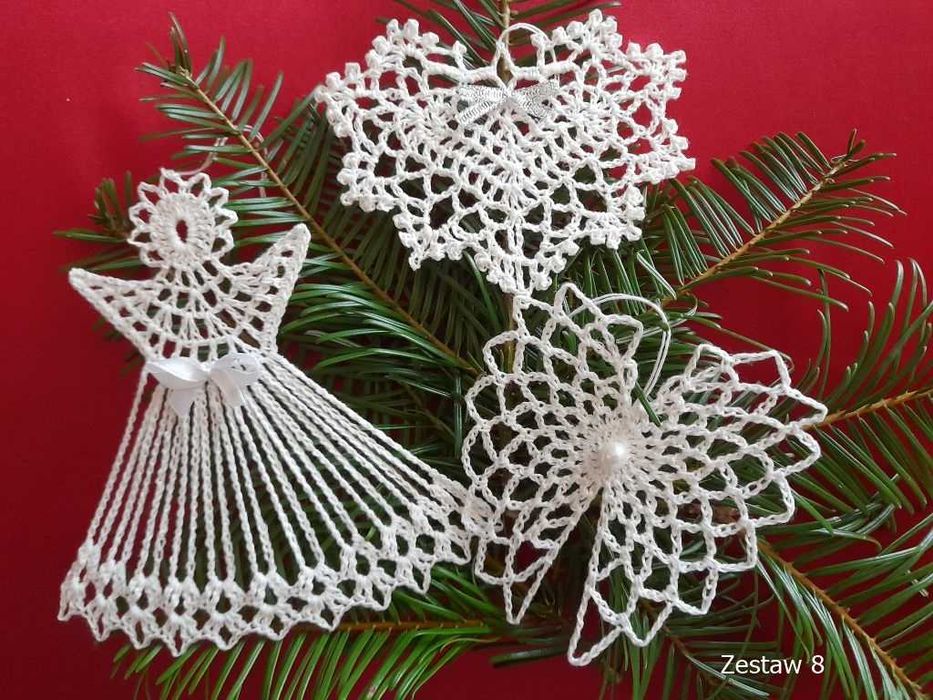 Ozdoby szydełkowe na choinkę 3szt
