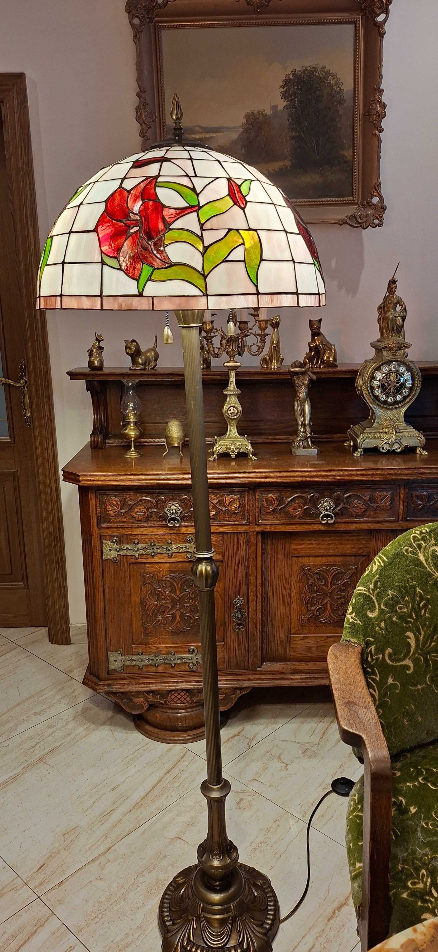 Piękna lampa witrażowa ( Tiffany) wys.165cm,śred.50cm- stan idealny