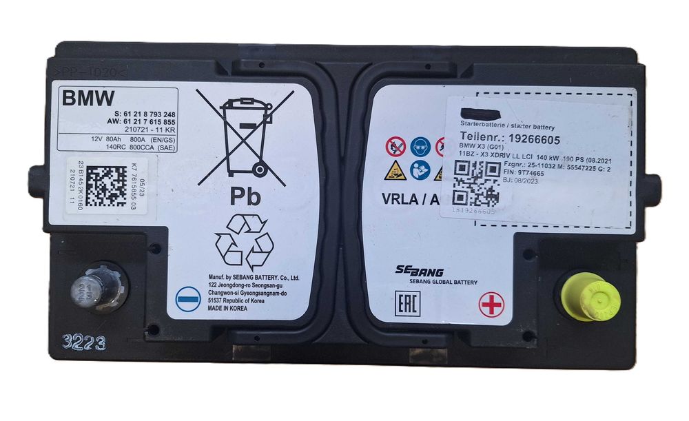 Akumulator BMW/MINI AGM SEBANG VARTA EFB VRLA 80AH 800A 2023 Okazja!