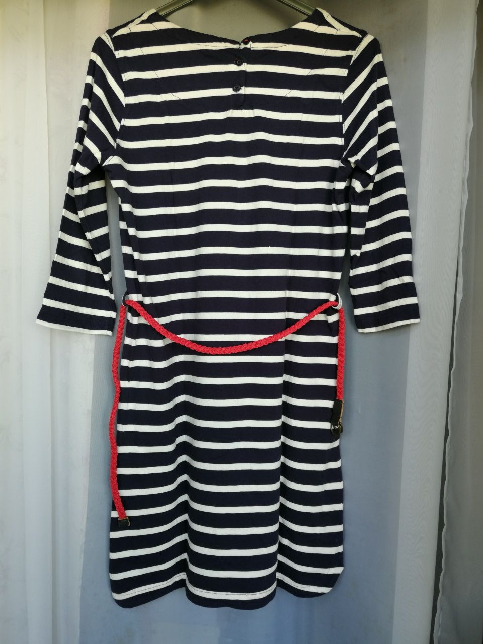 Vestido estilo marinheiro às riscas azuis e brancas - ENVIO GRÁTIS