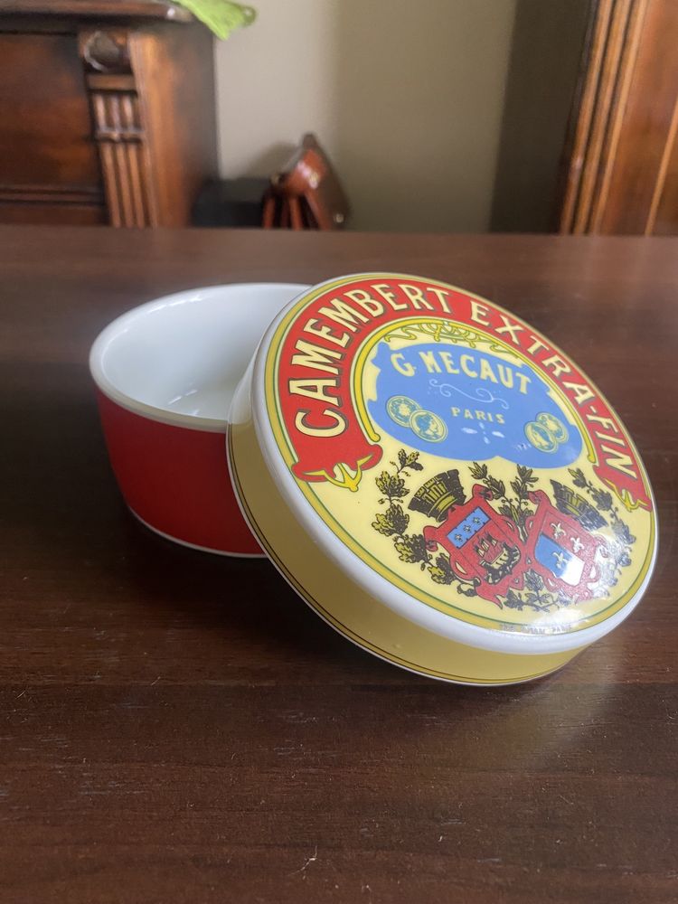 Camembert porcelanowy pojemnik retro vintage na ser duży nowy