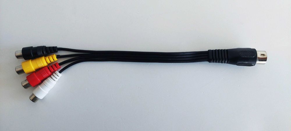 Cabo adaptador de áudio DIN 6 pinos macho / 4 RCA fêmea