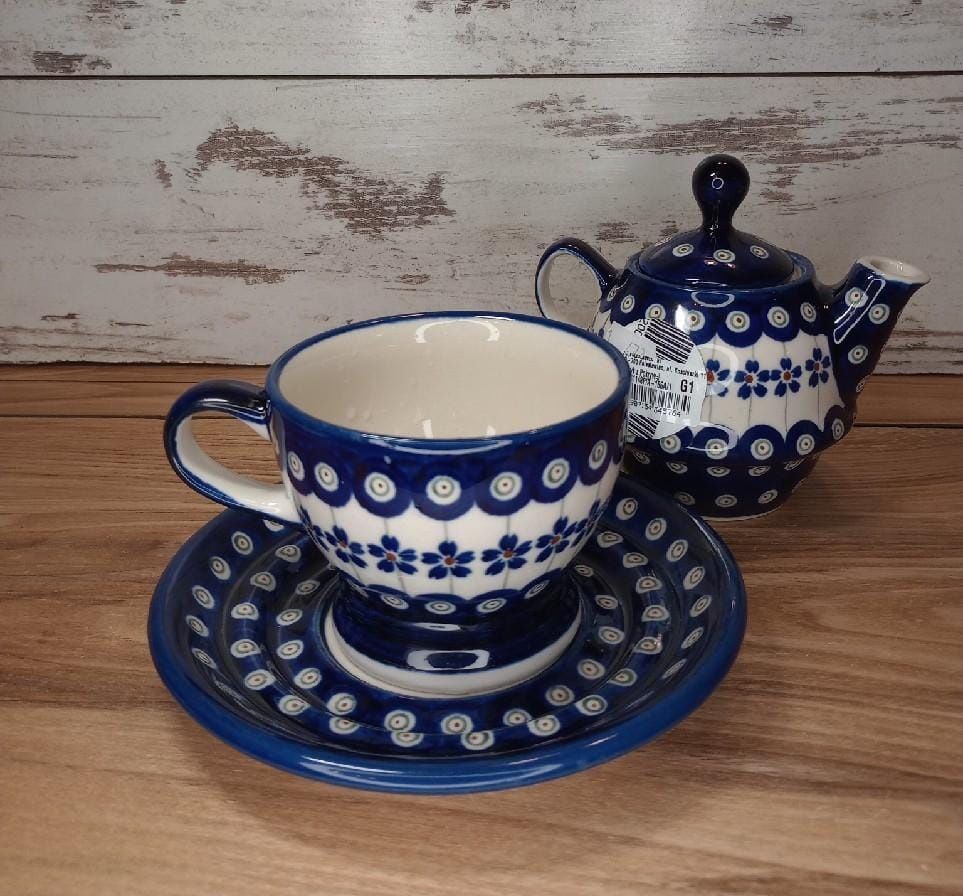 Imbryk tea for one filiżanka ceramika Bolesławiec