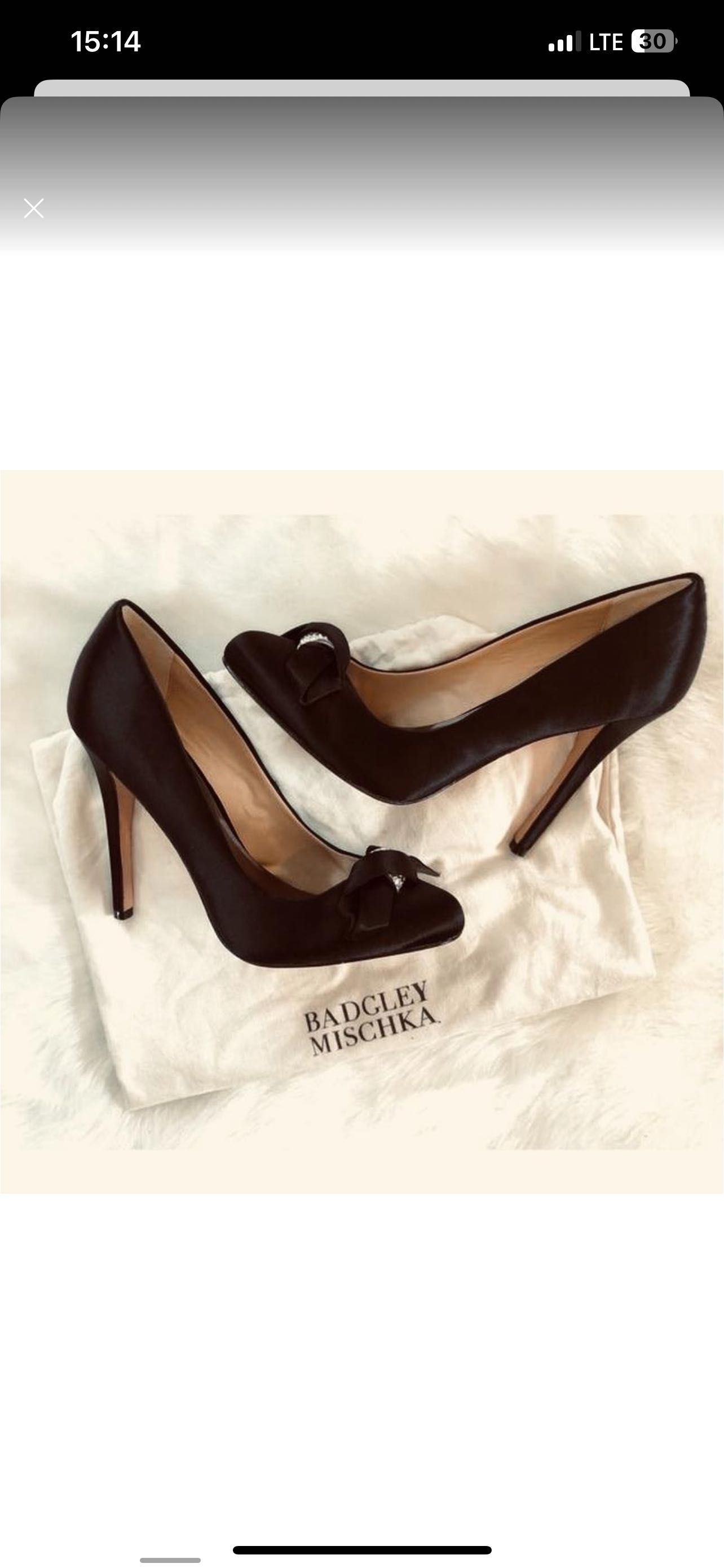 Badgley mischka black satin opel pump оригінал туфлі