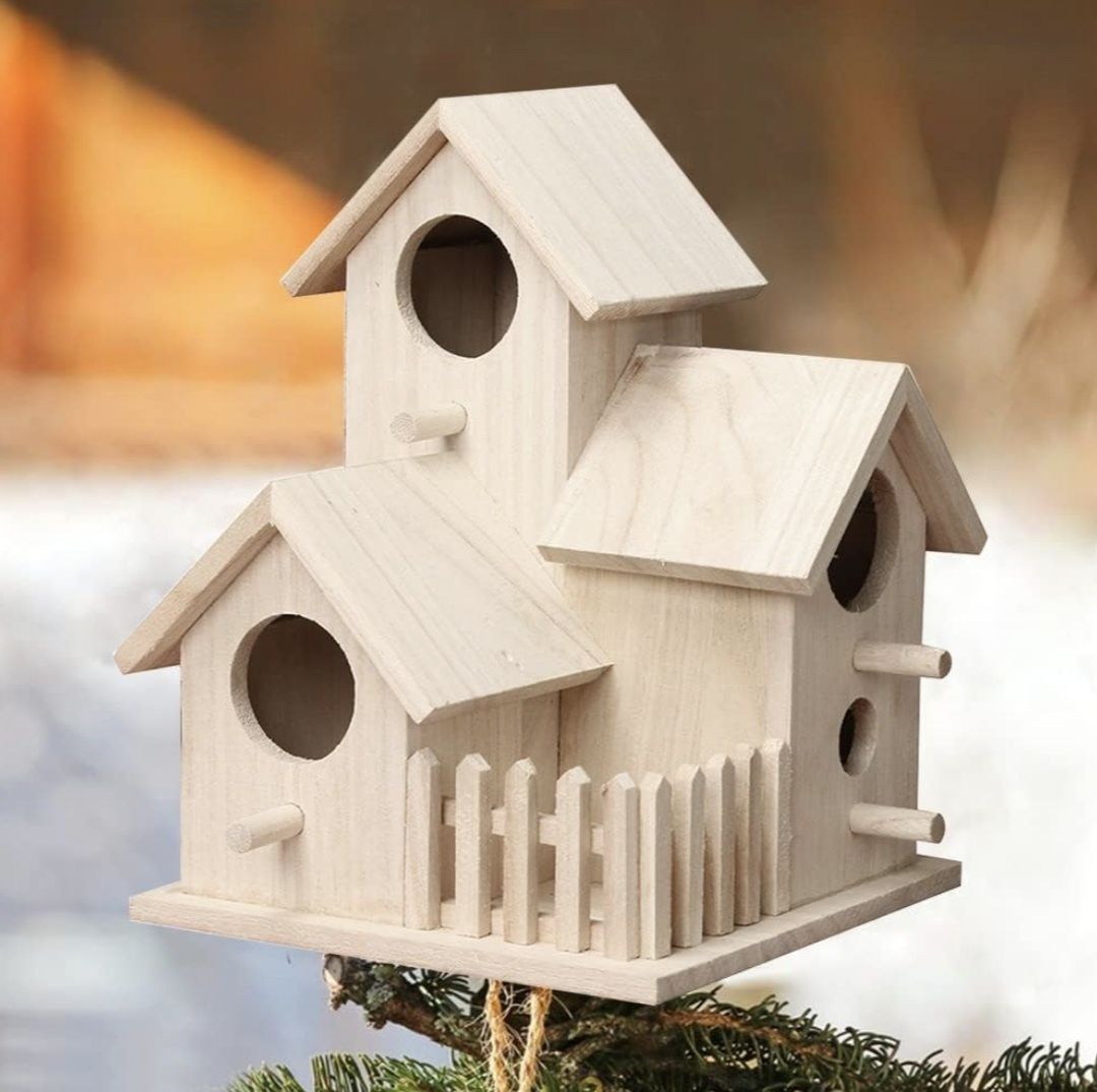 Casa de madeira rústica ninho para aves pássaros - NOVO