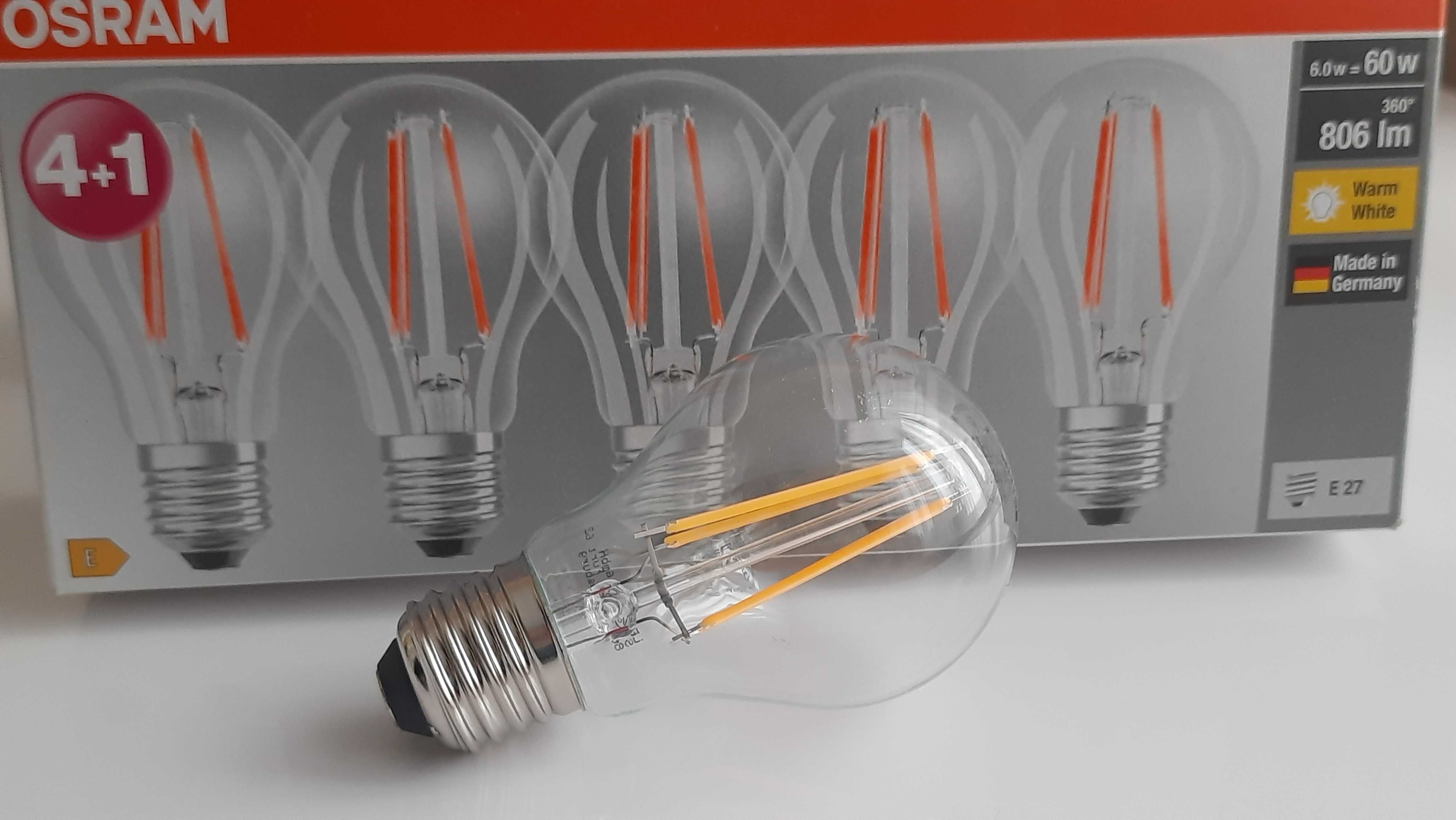 Светодиодные led лампочки OSRAM Classic 60W, E27, 5шт.