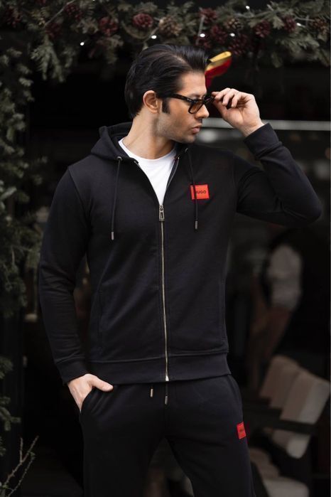 Спортивный мужской костюм Hugo Boss, жилетка , штаны зип худи квадрат