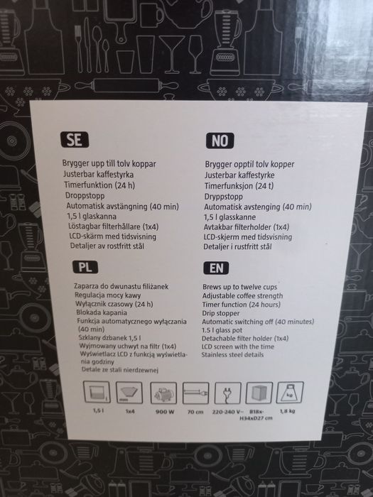 Ekspres do kawy MENUETT 1,5L 900W