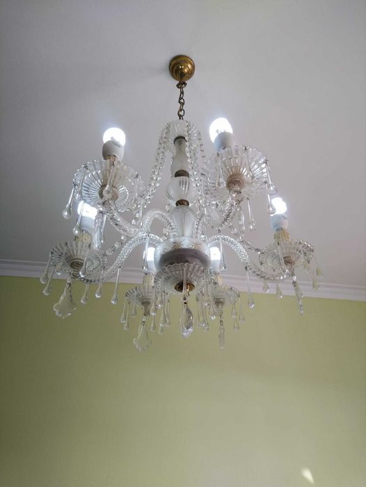 Sumptuoso lustre transparente de 6 velas E 14