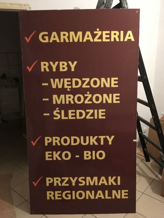 Duża REKLAMA tablica REKLAMOWA Ryby, Garmażeria, Eko, Bio 104x190