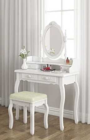 NOWA Cudowna toaletka kosmetyczna z lustrem+ Taboret styl wiktoriański