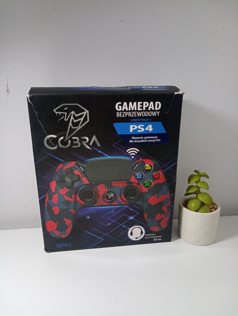 Pad Cobra do PS4 - bezprzewodowy | czerwony moro |