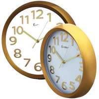 duży zegar scienny złoty cichy mechanizm 31cm do salonu kuchni okrągły