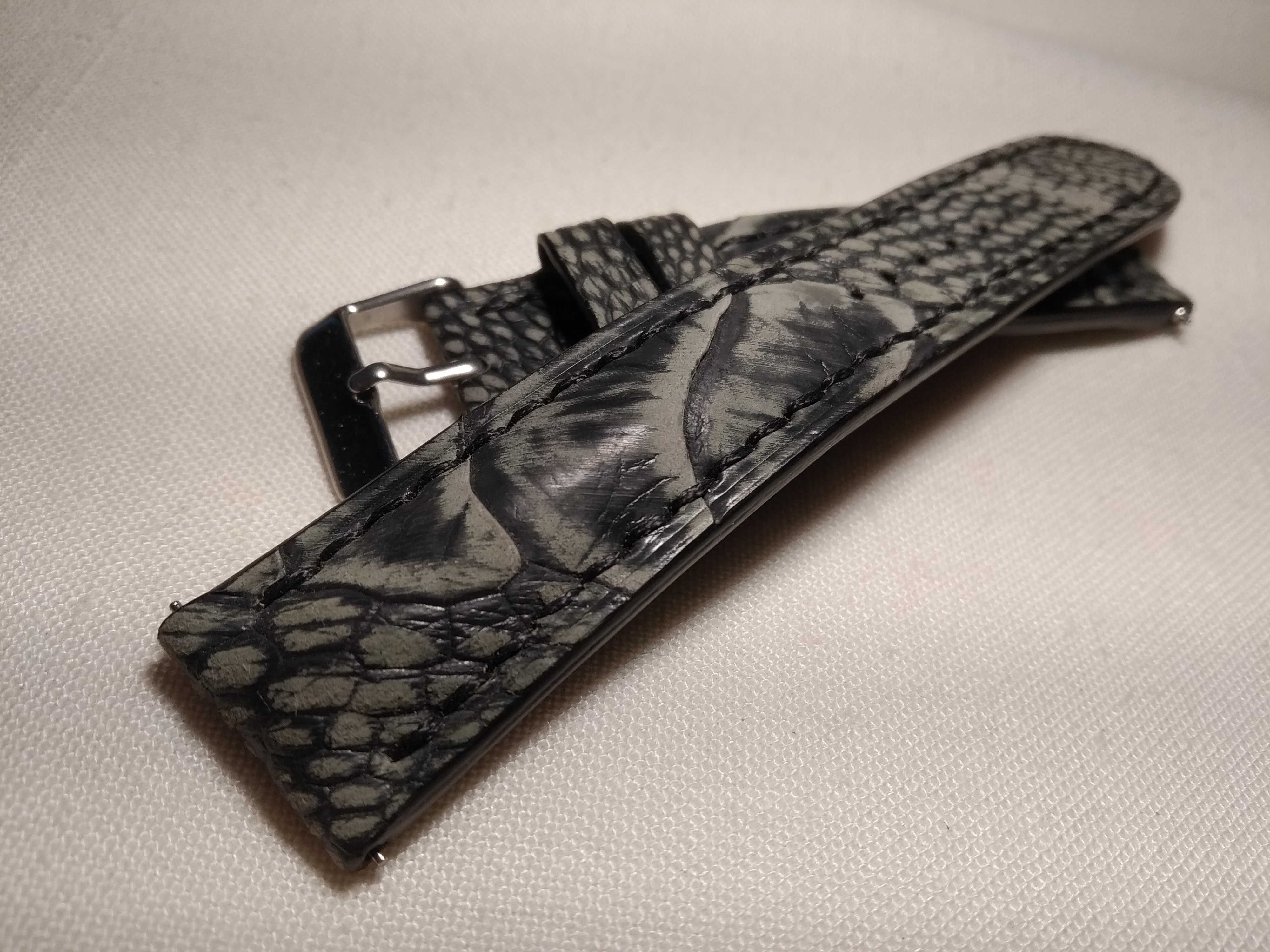 Pasek skórzany do zegarka 20 mm - styl " Breitling" - noga strusia