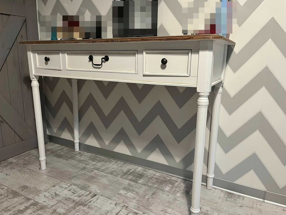 Biała toaletka / konsola RUSTIC – 3 szuflady, styl prowansalski