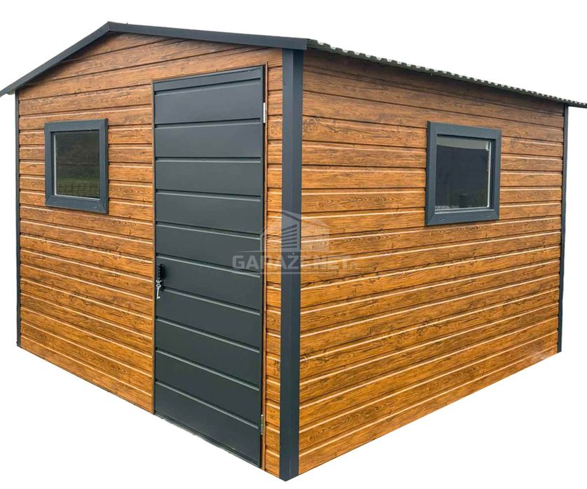 Schowek Domek Ogrodowy 3X3M Drewnopodobny Antracyt Dach Dwuspad Ts897