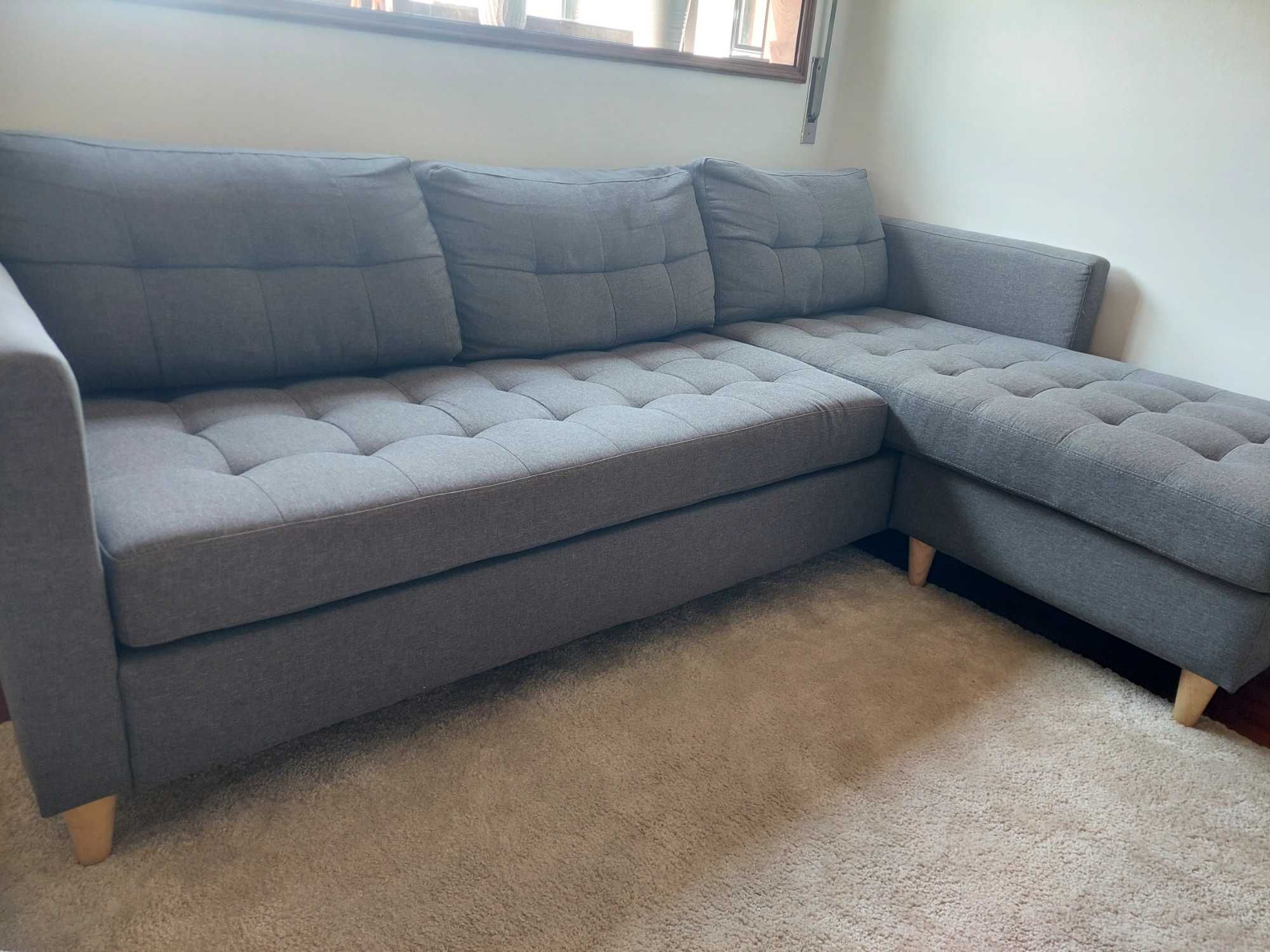 Sofá FALSLEV chaise-longue cinzento