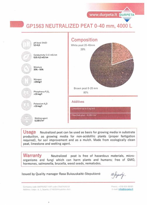 Torf odkwaszony pH 5,5-6,5; FRAKCJA 0-40mm CAŁE AUTO 96M3