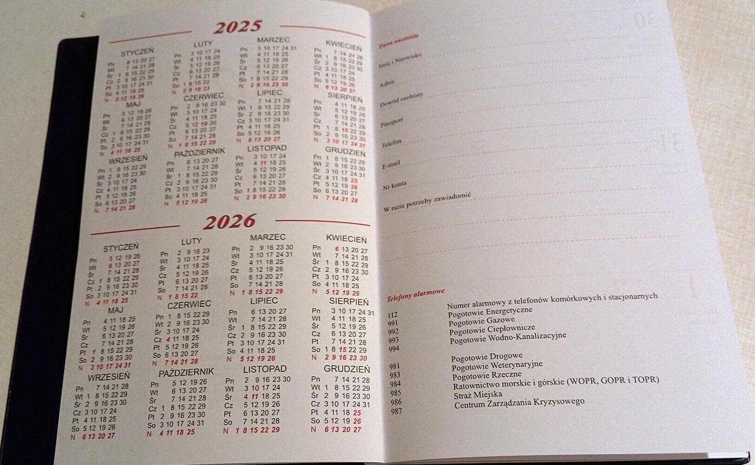 Kalendarz 2025 Terminarz A5