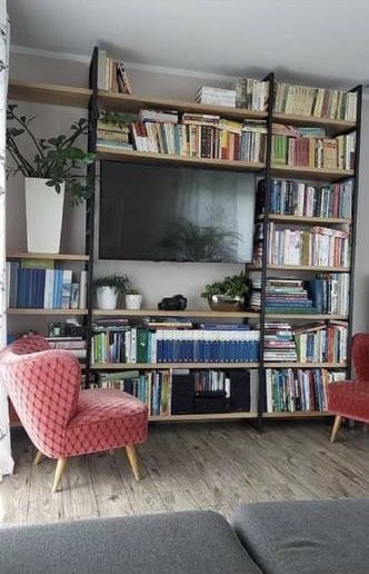 Regał loft nowoczesny stal drewno półka witryna biblioteczka