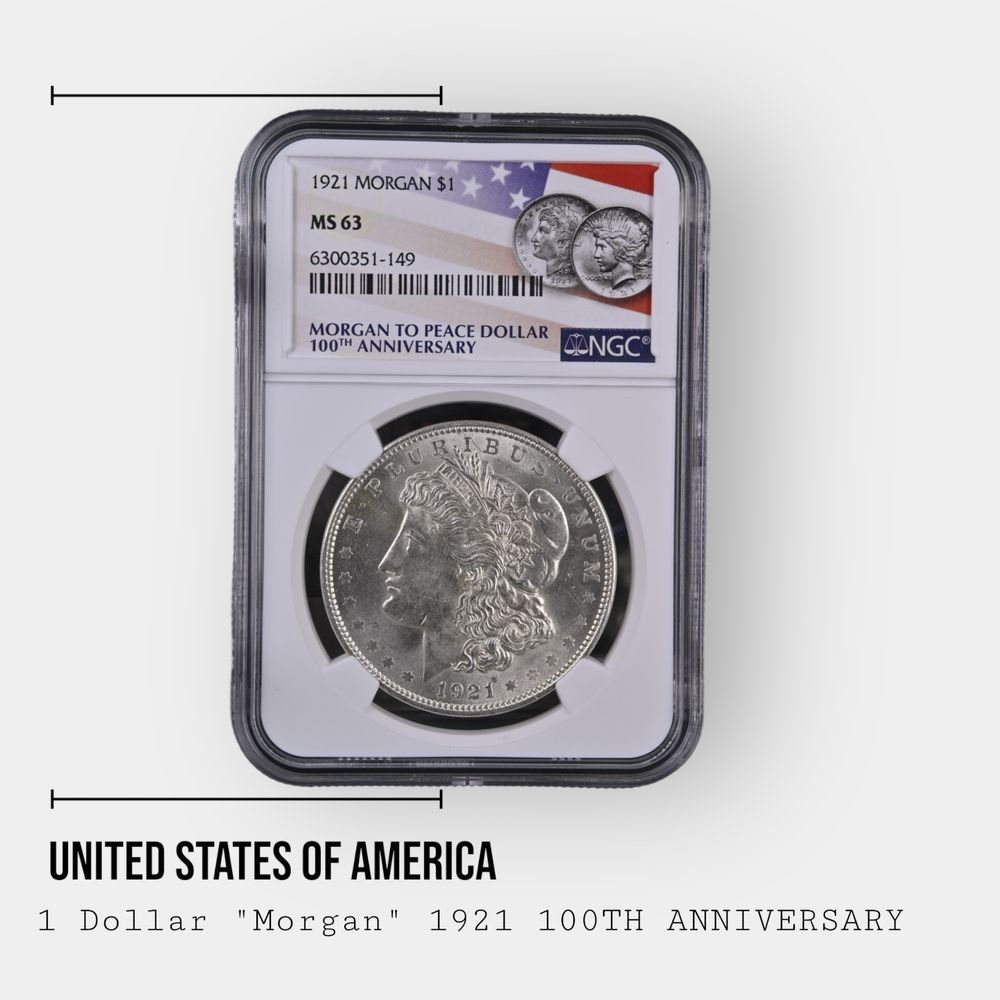 Срібна монета долар Морган США 1$ в слабі NGC MS62 MS63 є опт
