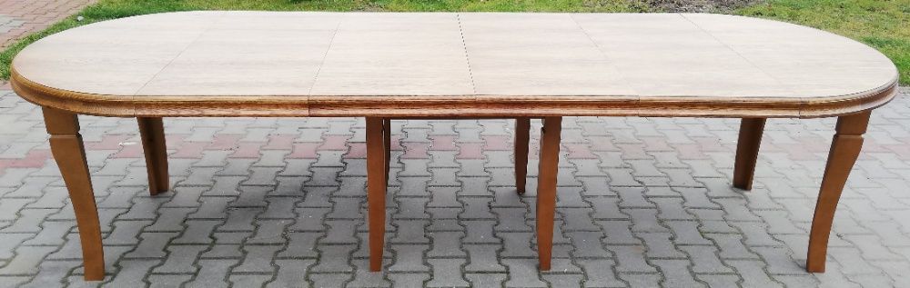 Stół okrągły lakierowany 110cm x 410cm  rozkładany 8 Nóg  Dębowy