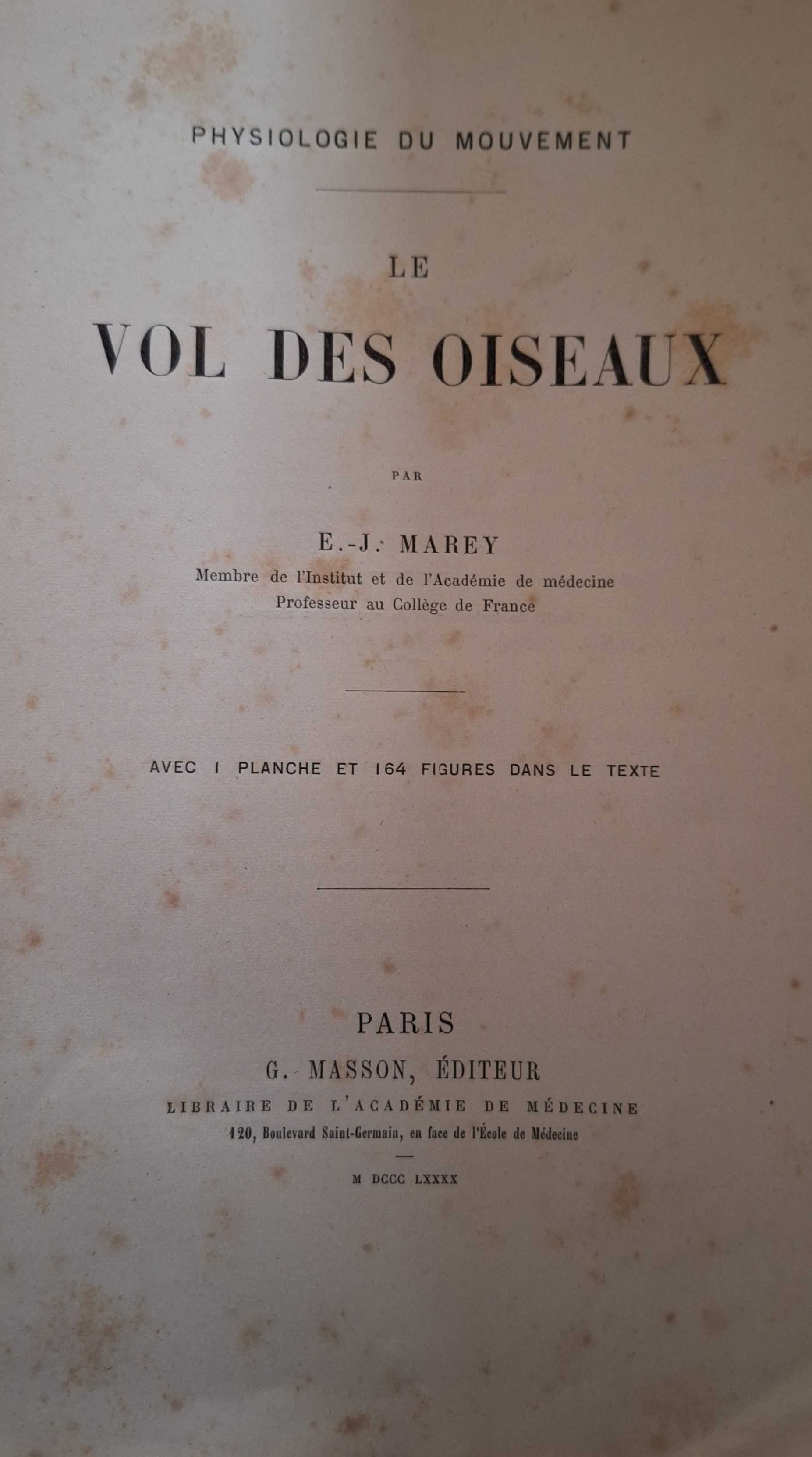 Veterinária - Fisiologia do movimento O voo das aves de 1890 RARO