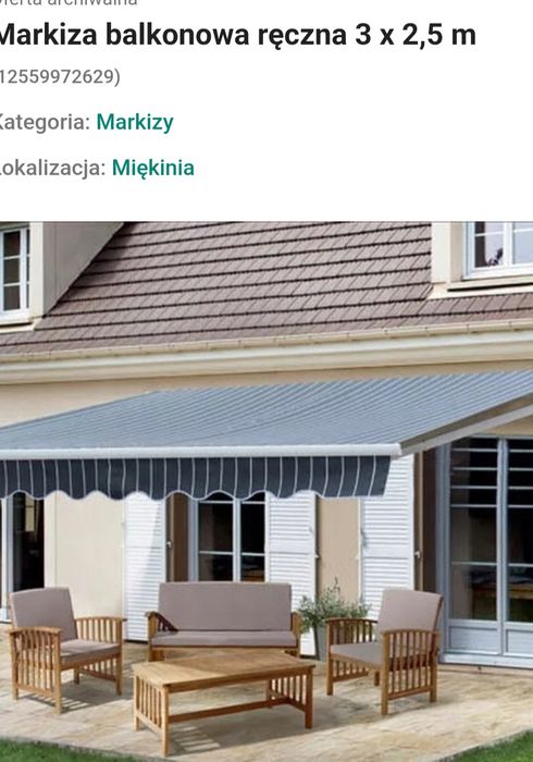 Markiza balkonowa tarasowa