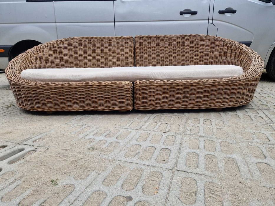 Kanapa Sofa rattanowa naturalny rattan GRUBY OPLOT 273cm KOKON