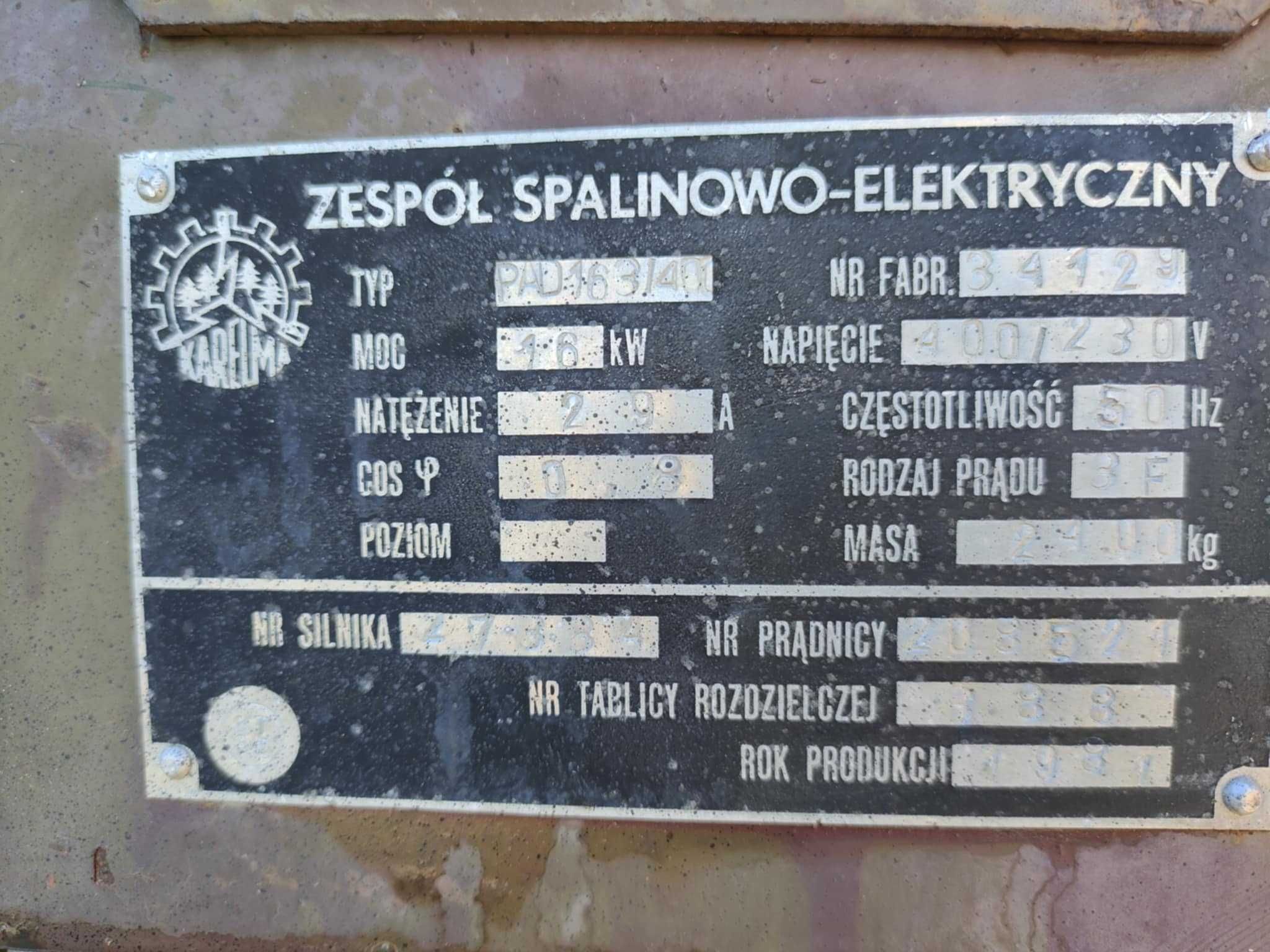 Agregat prądotwórczy pad 16 AVR
