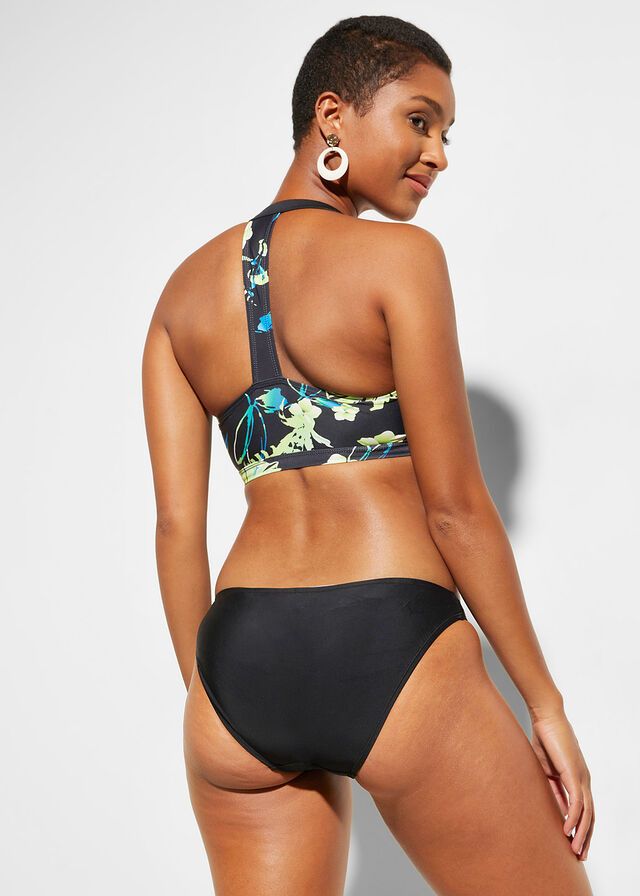 B.P.C czarne bikini biustonosz bustier w kwiaty^50