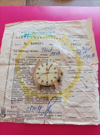 Złoty (pozłacany) zegarek męski Poljot 17 Jewels.