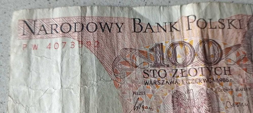 Banknot 100zł. 1986