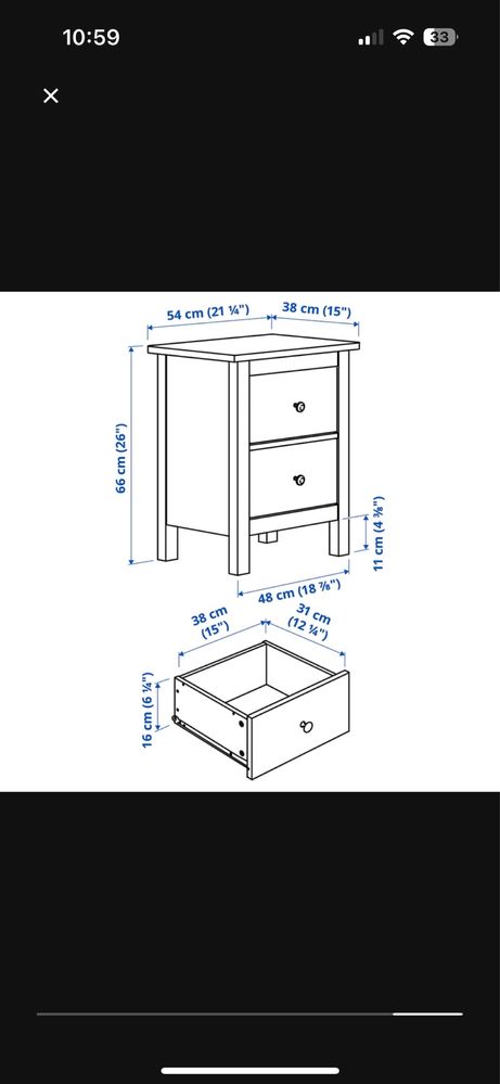 Komoda / Stolik nocny Hemnes Ikea