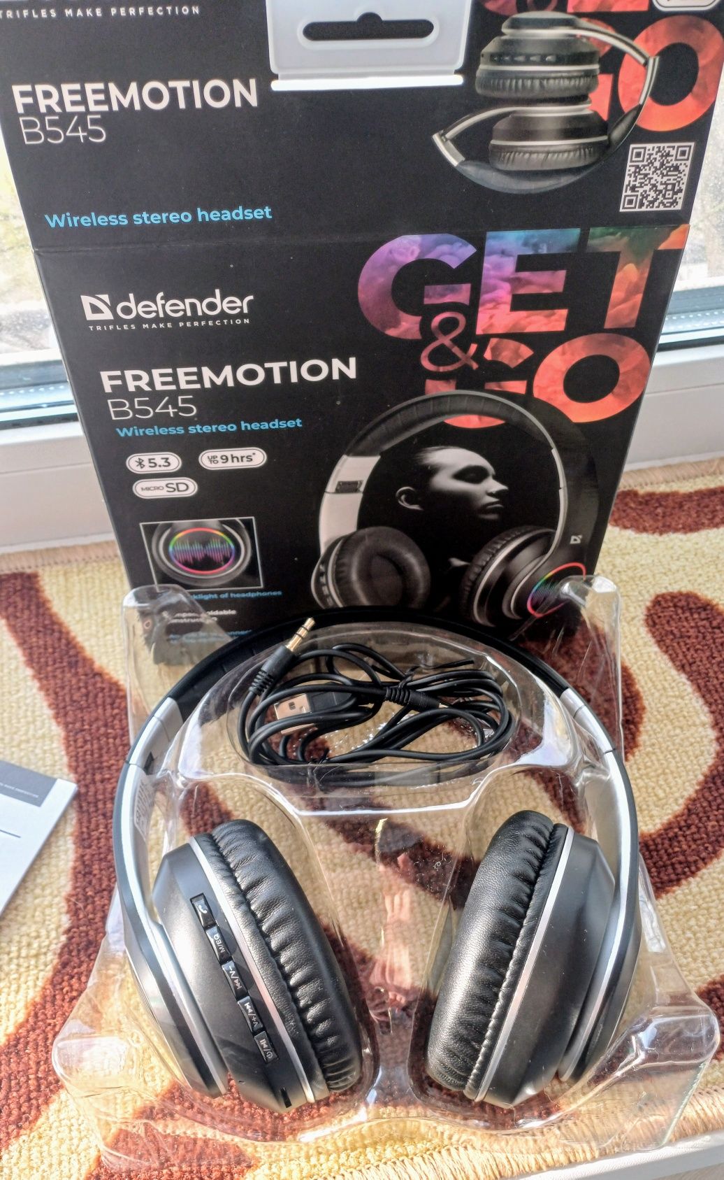 Бездротова стерео гарнітура Defender FreeMotion B545 LED Bluetooth