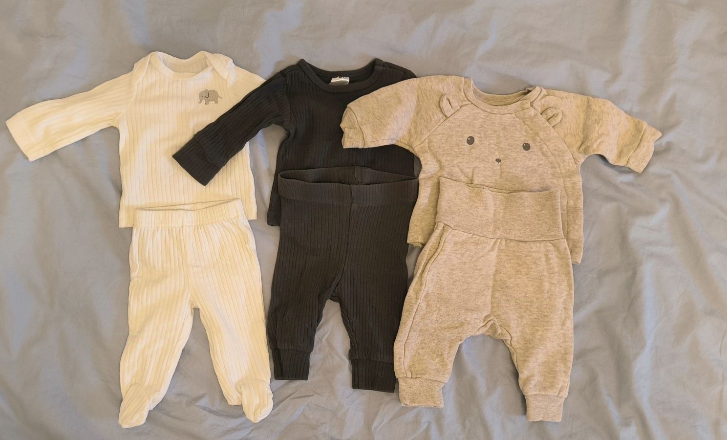 Trzy komplety ubranek (bluzeczka+spodnie) H&M