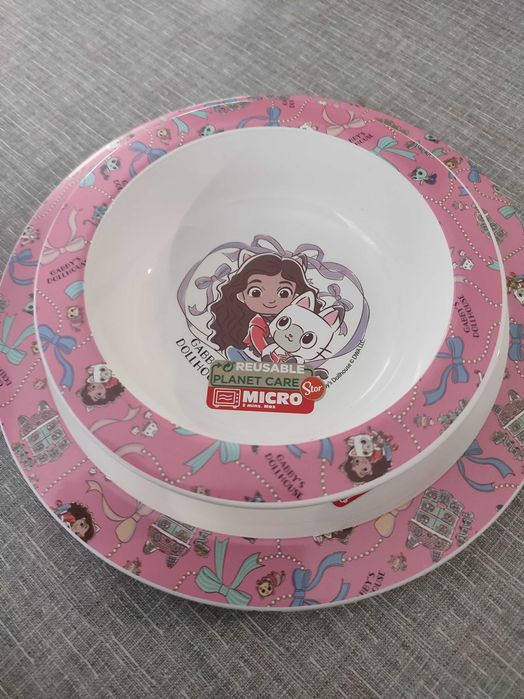 Zestaw naczyń Gabby talerz miska kubek Koci domek Gabi