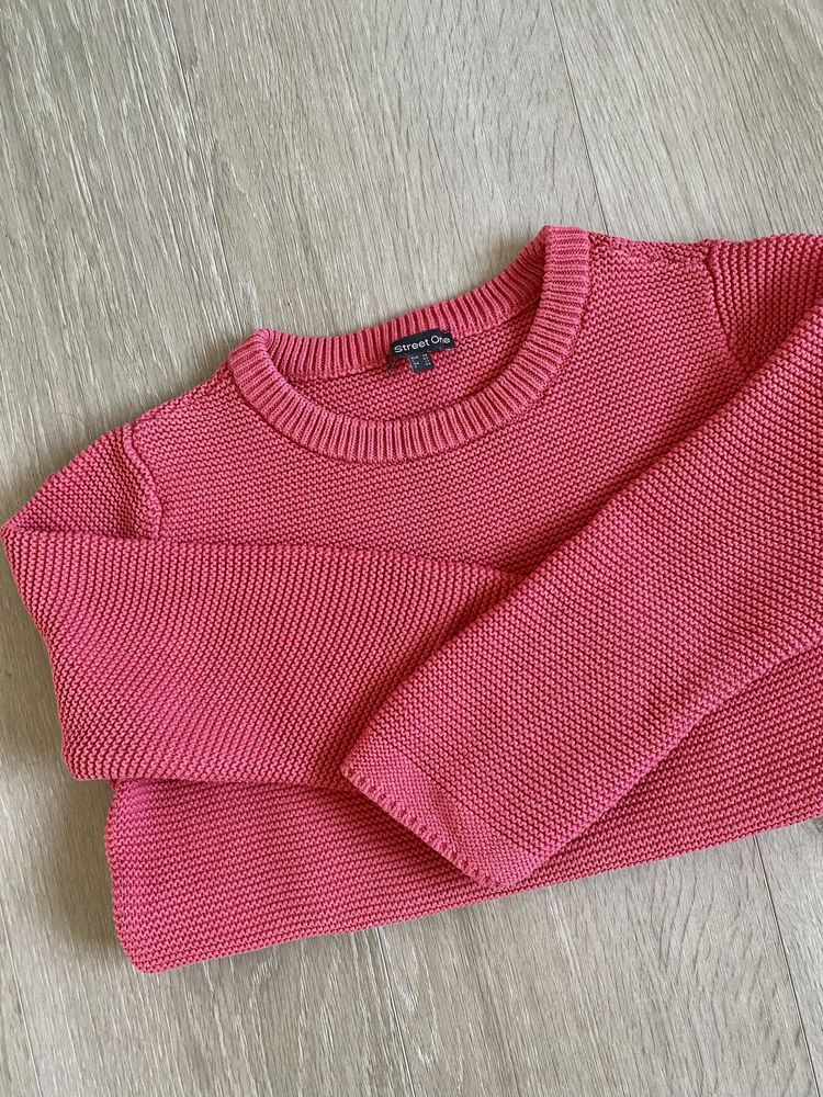 Sweter intensywny cukierkowy róż wiosenny M