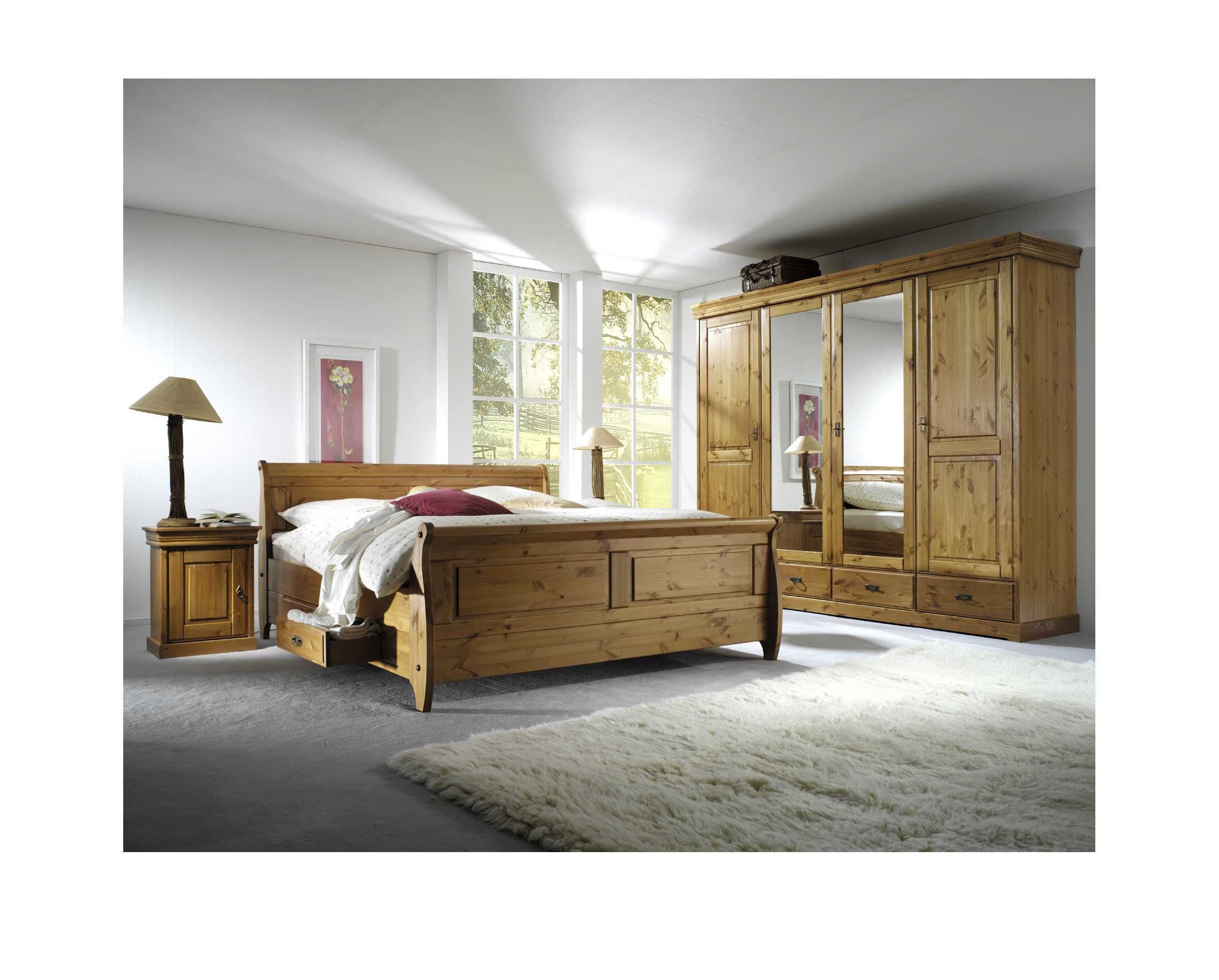 Łóżko ROLAND z naturalnego drewna 160x200 – biały lub miodowy wybór