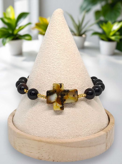 Bransoletka dziesiątka różańca z bursztynu, BURSZTYN bałtycki #1291